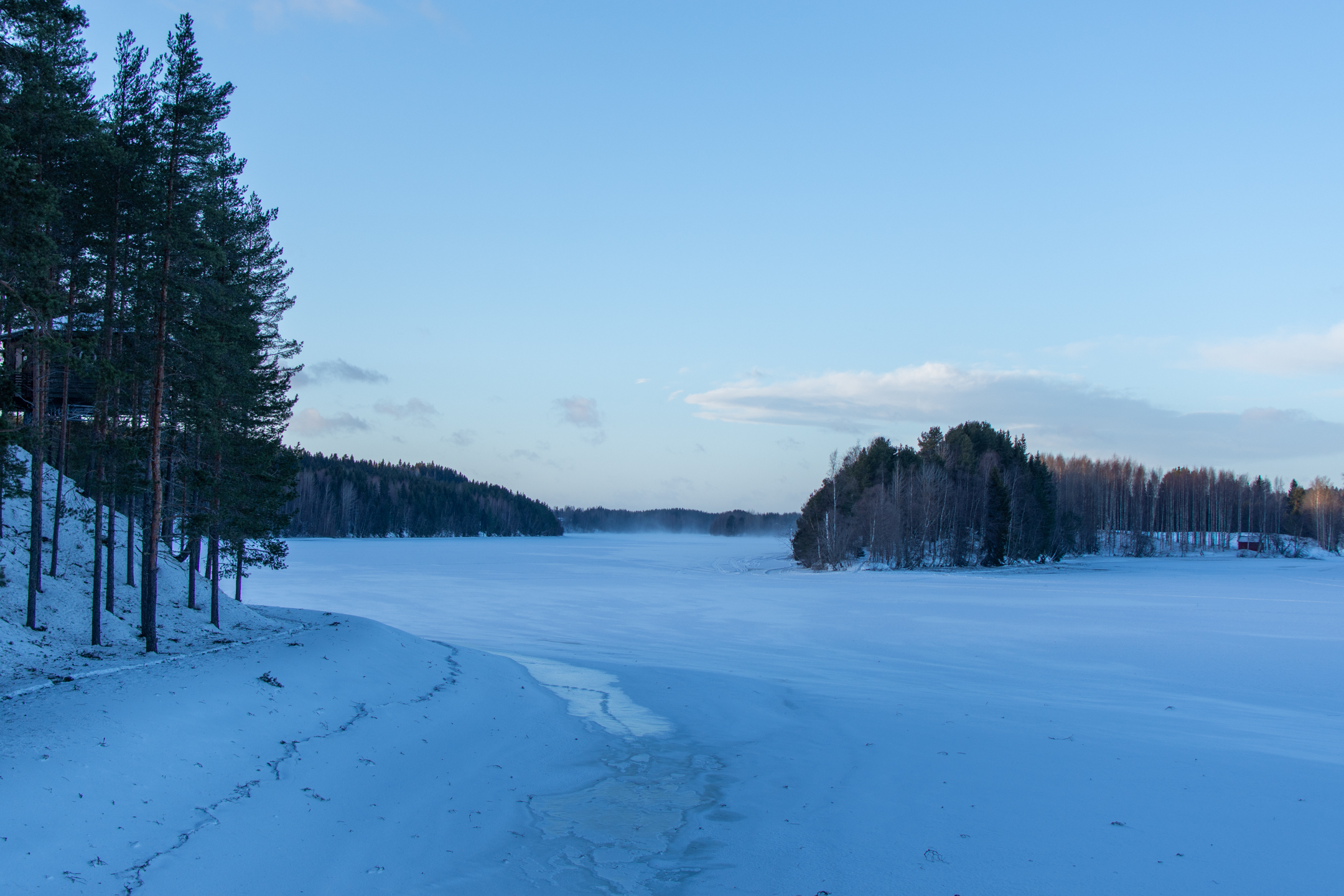 Frozen river in Granö – we went cross-country skiing on top of it. The ice is more than one metre thick. © 2024. This work is openly licensed via CC BY-NC 4.0